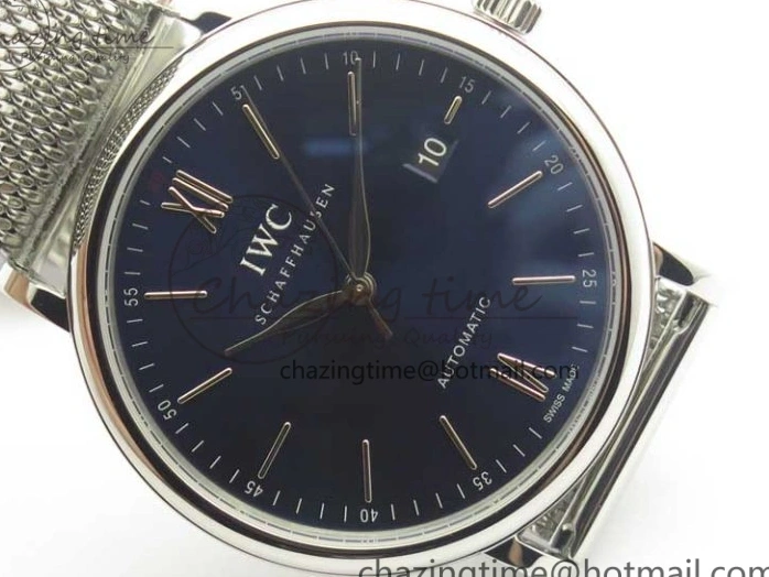 MIROTIME 1218 Portofino IW356501 SS V3 MK 1:1 Best Edition Blue Dial On SS Mesh Bracelet MIYOTA Timeless 7194